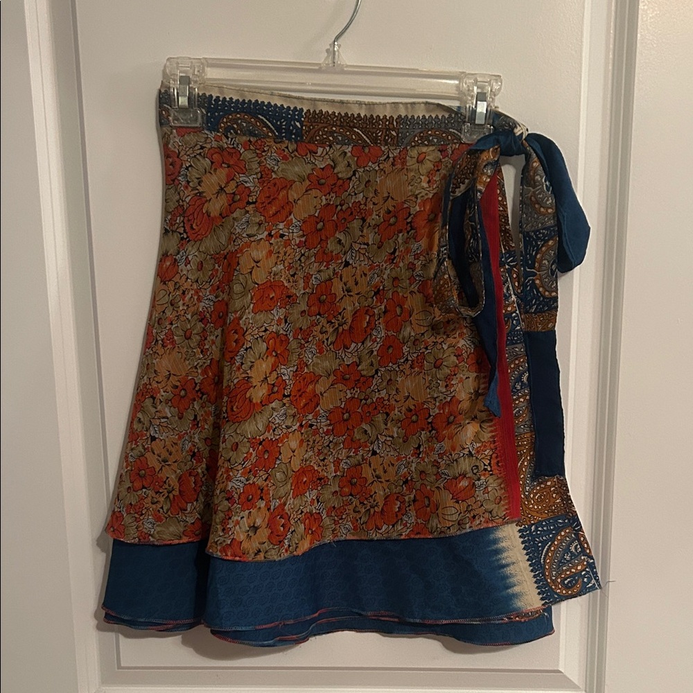 Reversible Floral Wrap Skirt - Multicolor